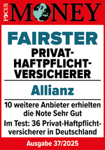 Fairster Privat-Haftpflicht-Versicherer Abbildung Testsiegel Fairster Privat-Haftpflicht-Versicherer von Focus Money