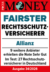 Allianz Rechtsschutz-Versicherung Siegel Focus Money Fairster Rechtsschutzversicherer