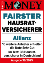 Abbildung Siegel Fairster Hausratversicherer Focus Money