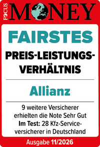 Allianz Kfz-versichern Siegel Focus Money Fairstes Preis-Leistungs-Verhältnis