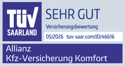 Allianz Kfz-Versicherung Prüfsiegel sehr gut vom TÜV Saarland